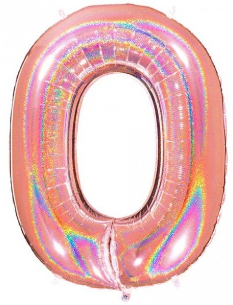 Holo Zahlenballon 0 roségold 1,01m