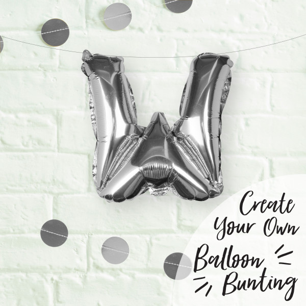 Silberner W Buchstaben Folienballon 40cm
