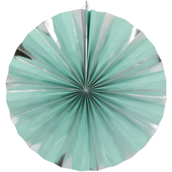3 Papierrosetten Mint und Silber 3