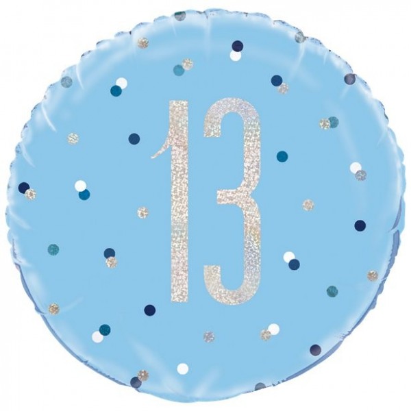Sparkling Blue 13. Geburtstag Folienballon 46cm