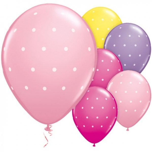 6 Girlie Colours Pünktchen Ballons 28cm