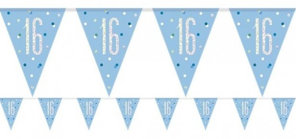 Blue Dots 16th Birthday Wimpelkette 2,75m