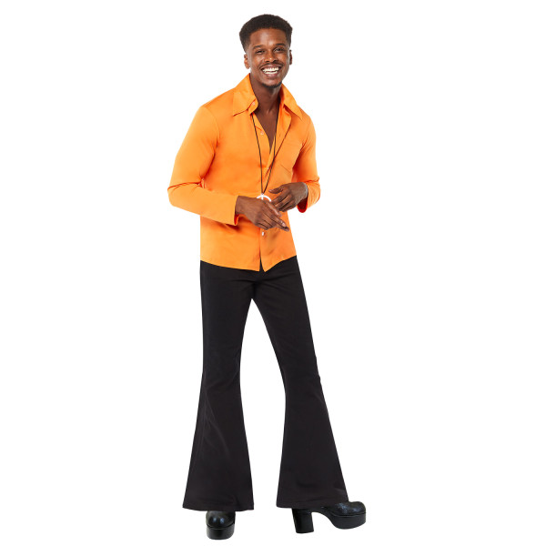 70er Jahre Hippie Herrenhemd orange 4