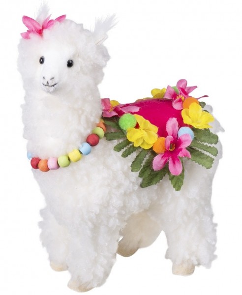 Lama Lotta Dekofigur mit Blumen 18x24