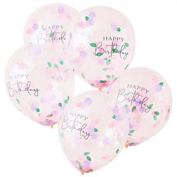 5 Birthday Teaparty Konfettiballons 30cm