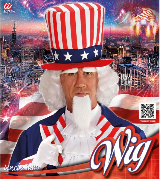 USA Uncle Sam Perücken-Set Mit Spitzbart Und Augenbrauen 2