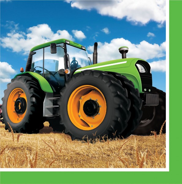 16 Traktor Party Servietten 33cm