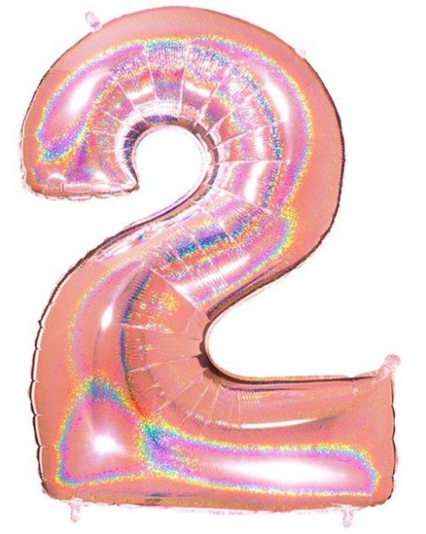 Holo Zahlenballon 2 roségold 1,01m