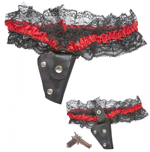 Spitzen-Strumpfband mit Mini-Pistole 2