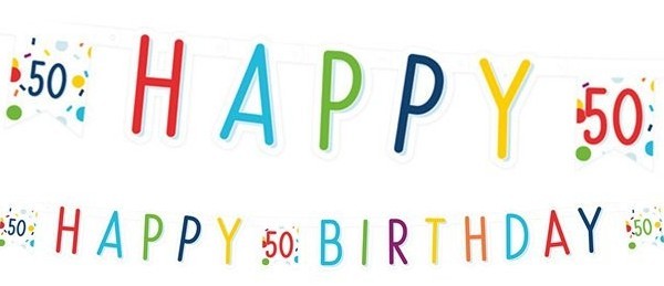 Bunte 50. Geburtstag Konfetti Girlande 180cm