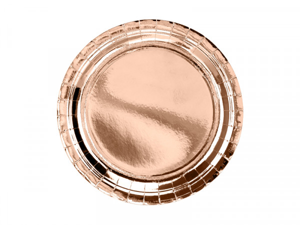 6 Roségold metallic Pappteller 23cm