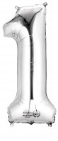 Zahlenballon 1 silber 86cm