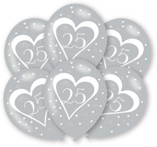 6 Lovely 25th Anniversary Latexballons