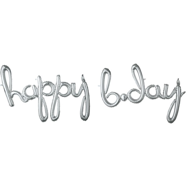 Silberner Happy B-Day Schriftzug 88cm