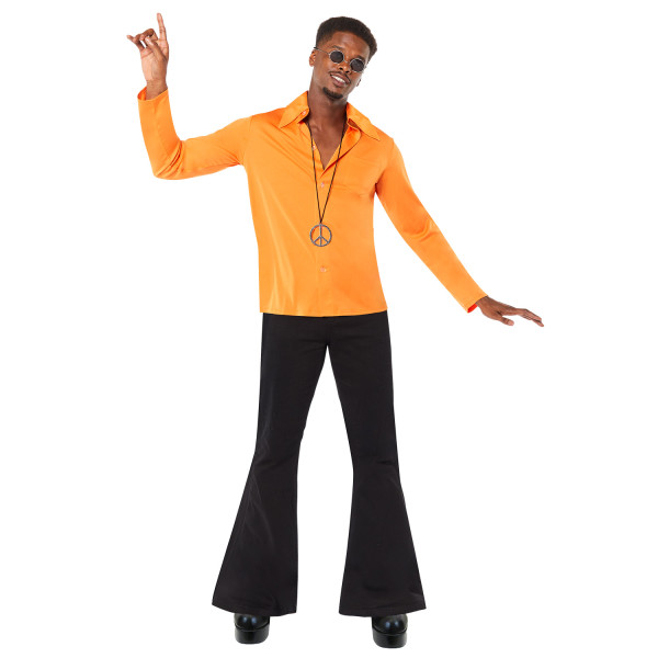 70er Jahre Hippie Herrenhemd orange 3