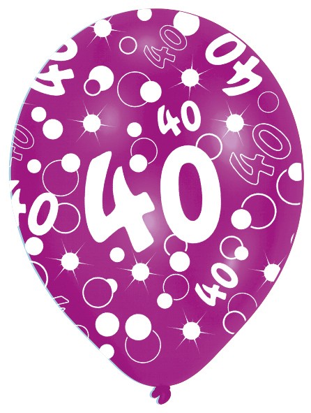 6 Luftballons Bubbles 40.Geburtstag Bunt 27,5cm 3