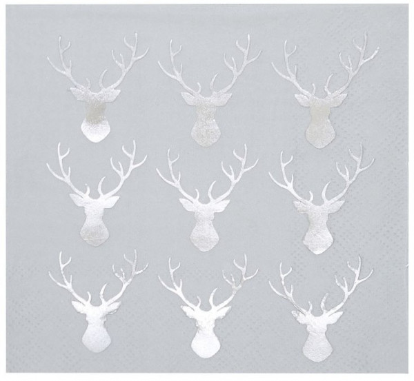 20 Silberne Mindful Christmas Hirsch Servietten