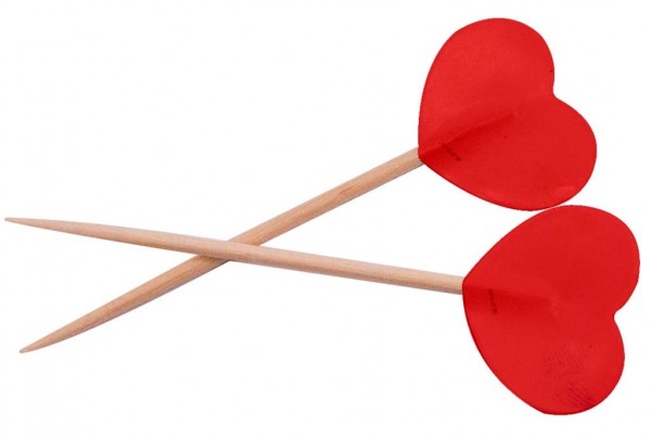 50 Rote Herz Party Picker 6,5cm