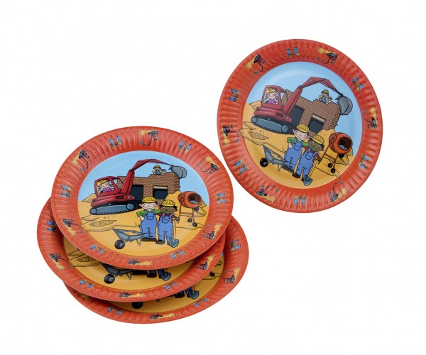 8er Pack Pappteller Baustelle Kindergeburtstag 23cm
