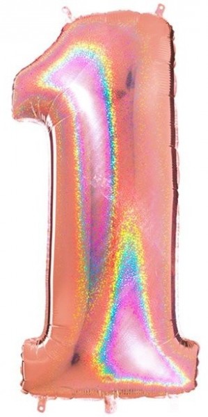 Holo Zahlenballon 1 roségold 1,01m