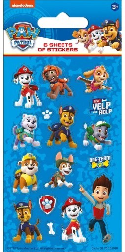 6 Paw Patrol Freunde Stickerbögen