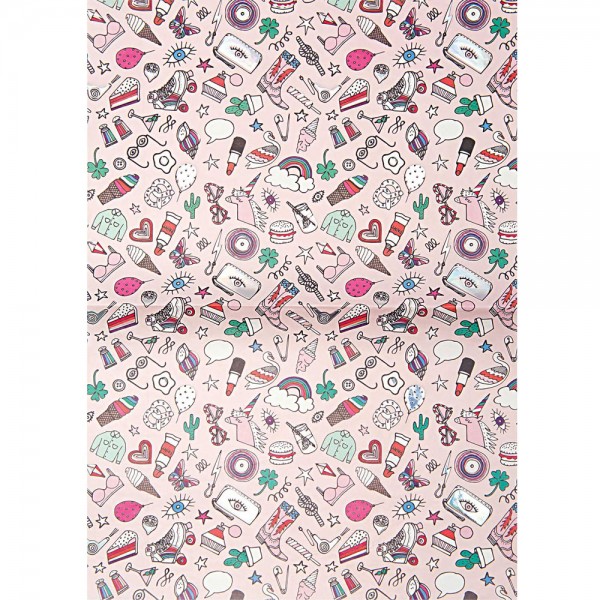 Paper Patch Papierbogen Einhorn rosa-bunt 30x42cm