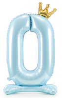 Babyblue Zahl 0 stehender Folienballon