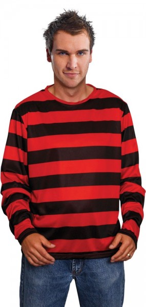 Pullover Mit Steifen Schwarz Rot