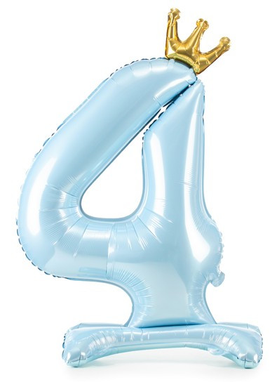Babyblue Zahl 4 stehender Folienballon