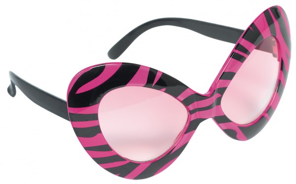 80er Jahre Hollywood Diva Brille Schwarz-Pink