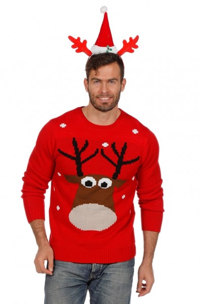 Rentier Weihnachtspullover Rot 3
