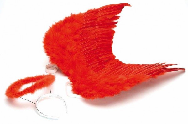 Höllischer Engel Flügel und Heiligenschein Rot