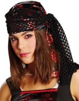 Totenkopf-Piratenkopftuch Rot Metallic-Schwarz