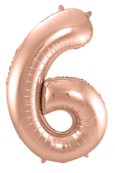 Folienballon Zahl 6 roségold 86cm