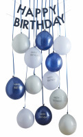 Blaue Happy Birthday Ballongirlande 13-teilig