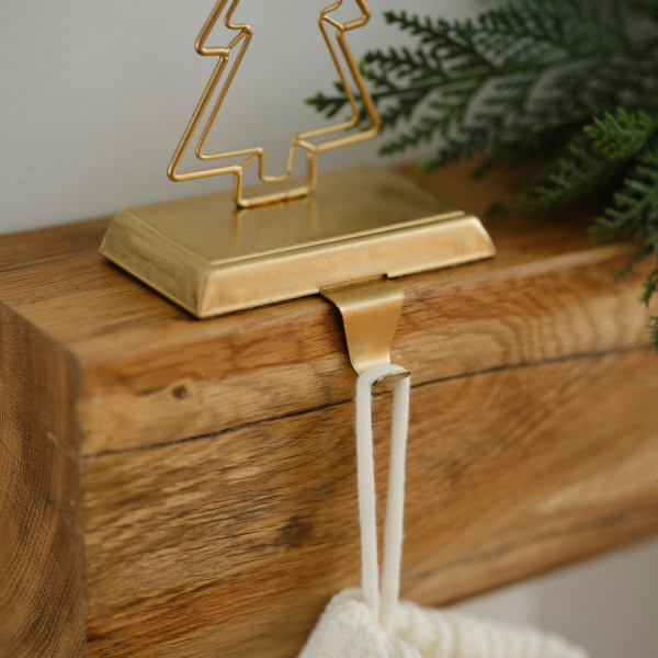 Strumpfaufhänger Tannenbaum Gold