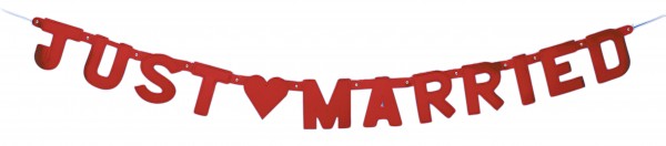 Romantische Just Married Herz Girlande Rot 150cm