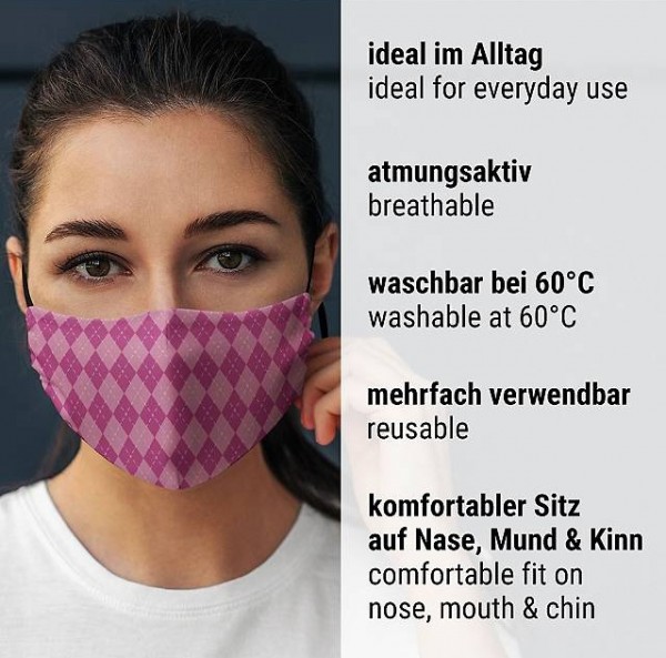 Rosa karierte Mund-Nase-Maske 7