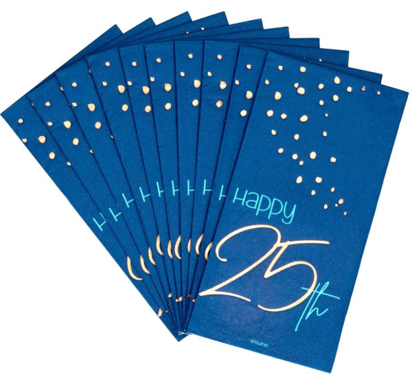 10 Elegant Blue 25th Birthday Servietten 33cm