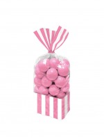 10 Gestreifte Candy Buffet Tüten hellrosa