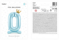 Vorschau: Babyblue Zahl 0 stehender Folienballon