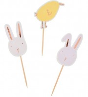 6 Häschen & Küken Party Picker 10cm