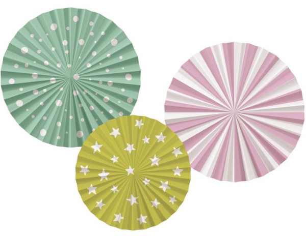 3 Eco Birthday Papierrosetten