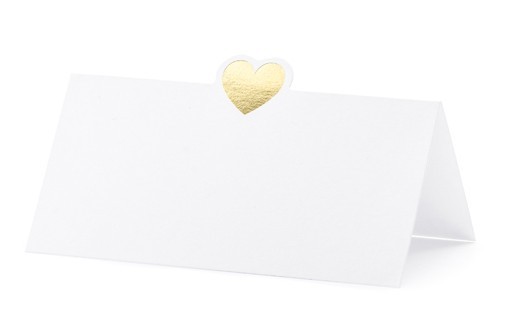 10 Herzchen Tischkarten gold