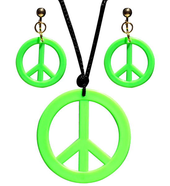 Hippie peace smycken i grönt