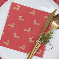 Vorschau: 16 Sausage Dog Weihnachtsserviette 16cm