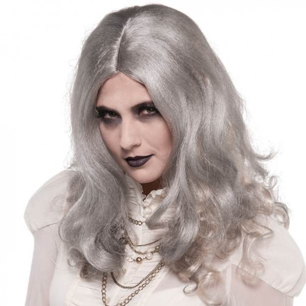 Graue Zombie Langhaar-Perücke für Damen