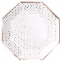 8 Rosy Party Pappteller gepunktet 25cm