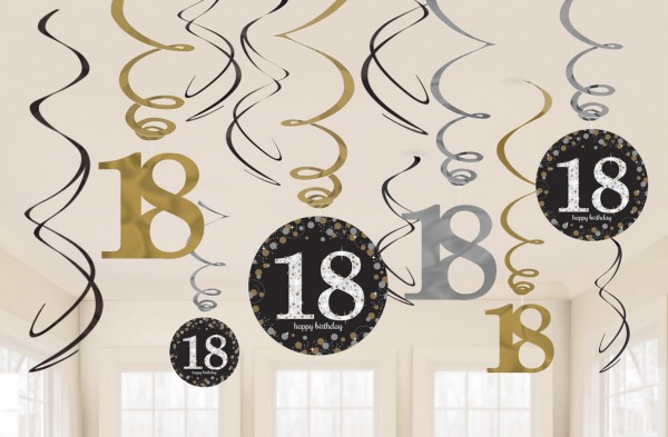 12 Golden 18th Birthday Spiralhänger 60cm