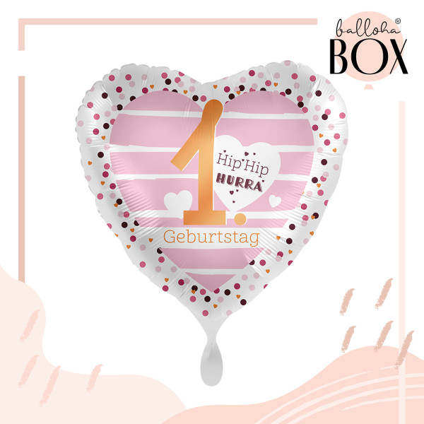 Balloha Geschenkbox DIY 1. Geburtstag Hearts XL